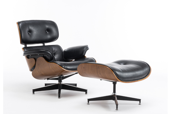 OK-BS002 walnut eames lounge chair with stool cow leather covering