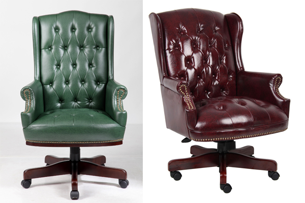 OK-OC001 Chesterfield Style Queen Anne Fireside  Wing High Back  office chair