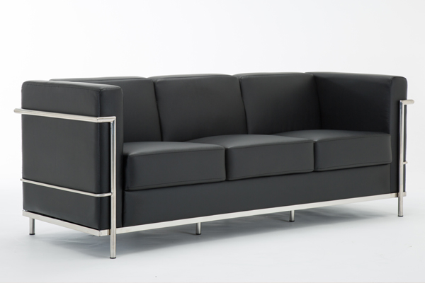 ok-os001 black leather hercules style visiting office sofa 3seats