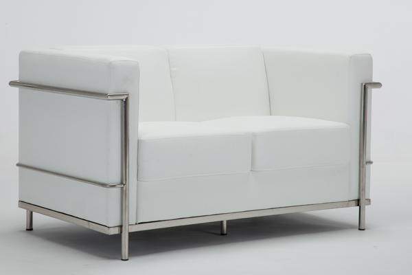 ok-os001 whitel leather 2seat stainless modern sofa set