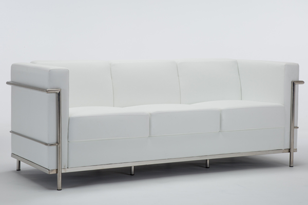 OK-OS001 white leather hercules Regal series stainless steel encasing frame sofa